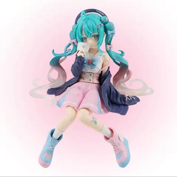 Hatsune Miku Pink Sakura Sitting Anime Action Figurine - Picture 4 of 9